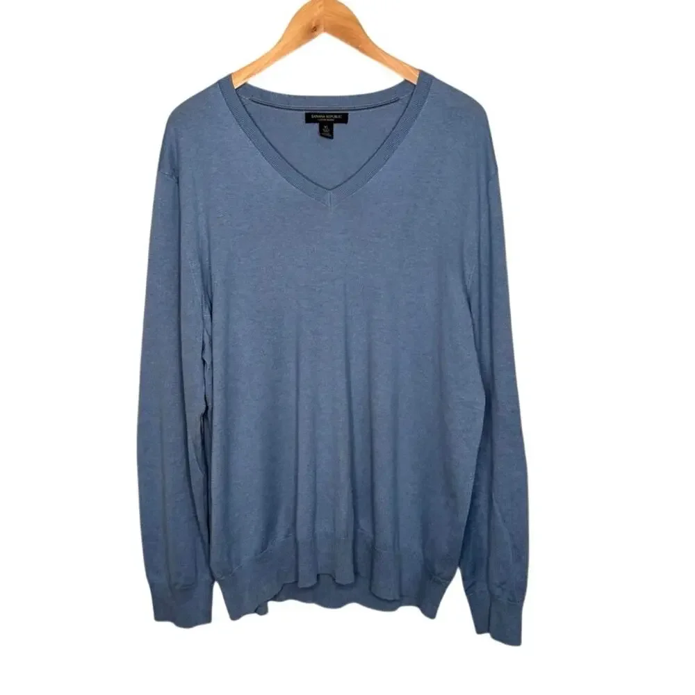 Banana Republic Luxury Blend men's v-neck sweater blue size XL